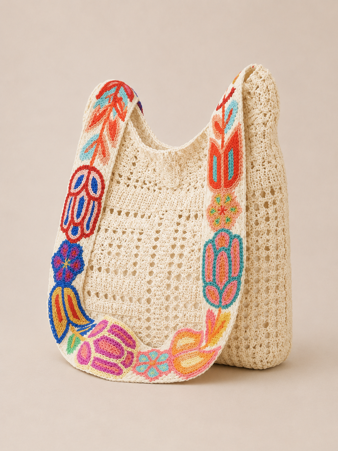 Crochet Floral Shoulder Bag
