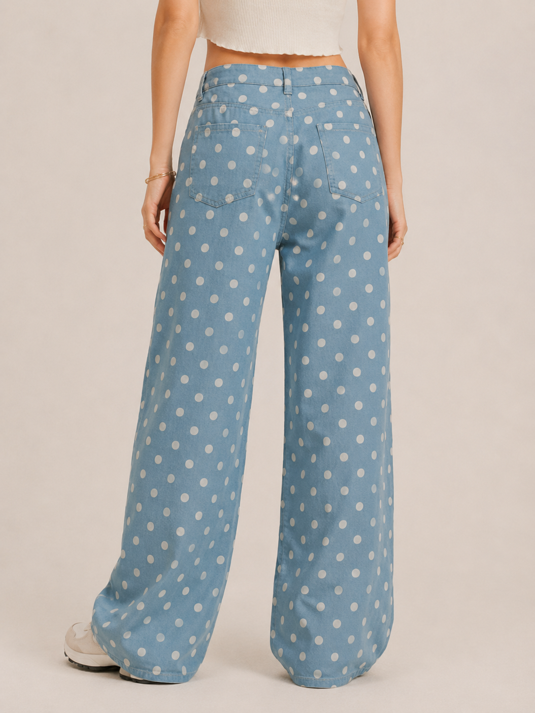 Polka Dot Wide Leg Casual Pants