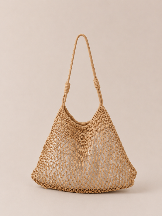 Shaped Net Knotted Strap Shoulder Tote Bag