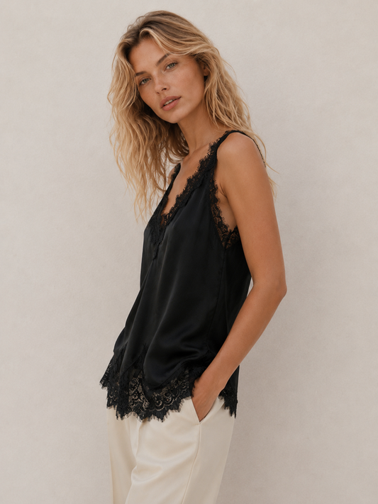 Romantic Lace-Trim Relaxed Cami Top