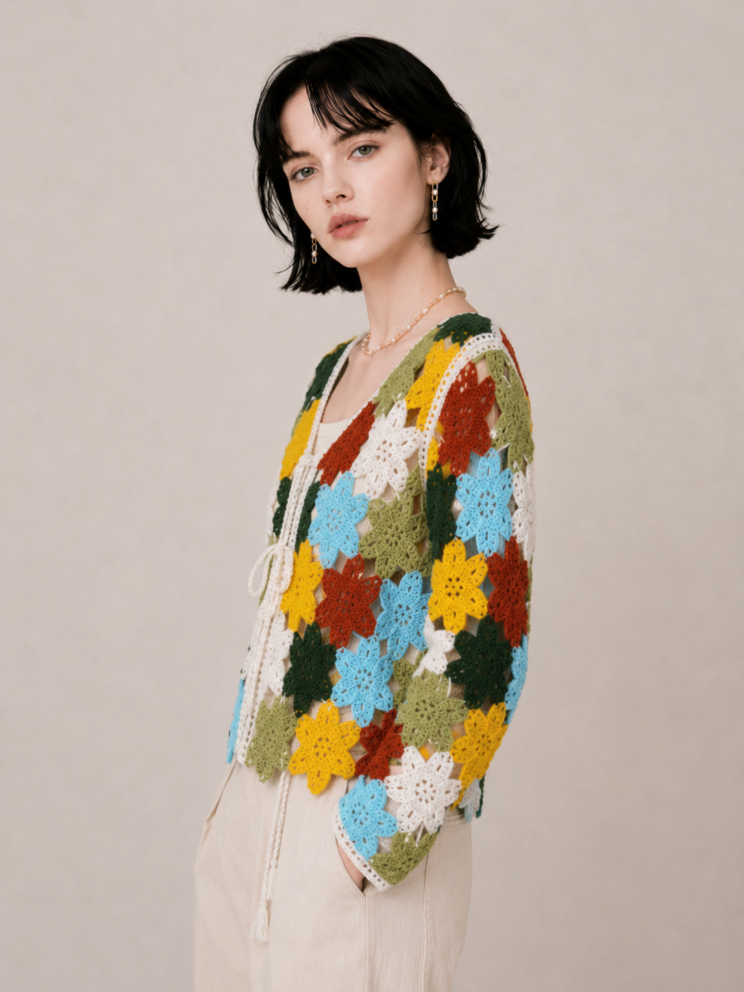 Bohemian Floral Crochet Relaxed Top