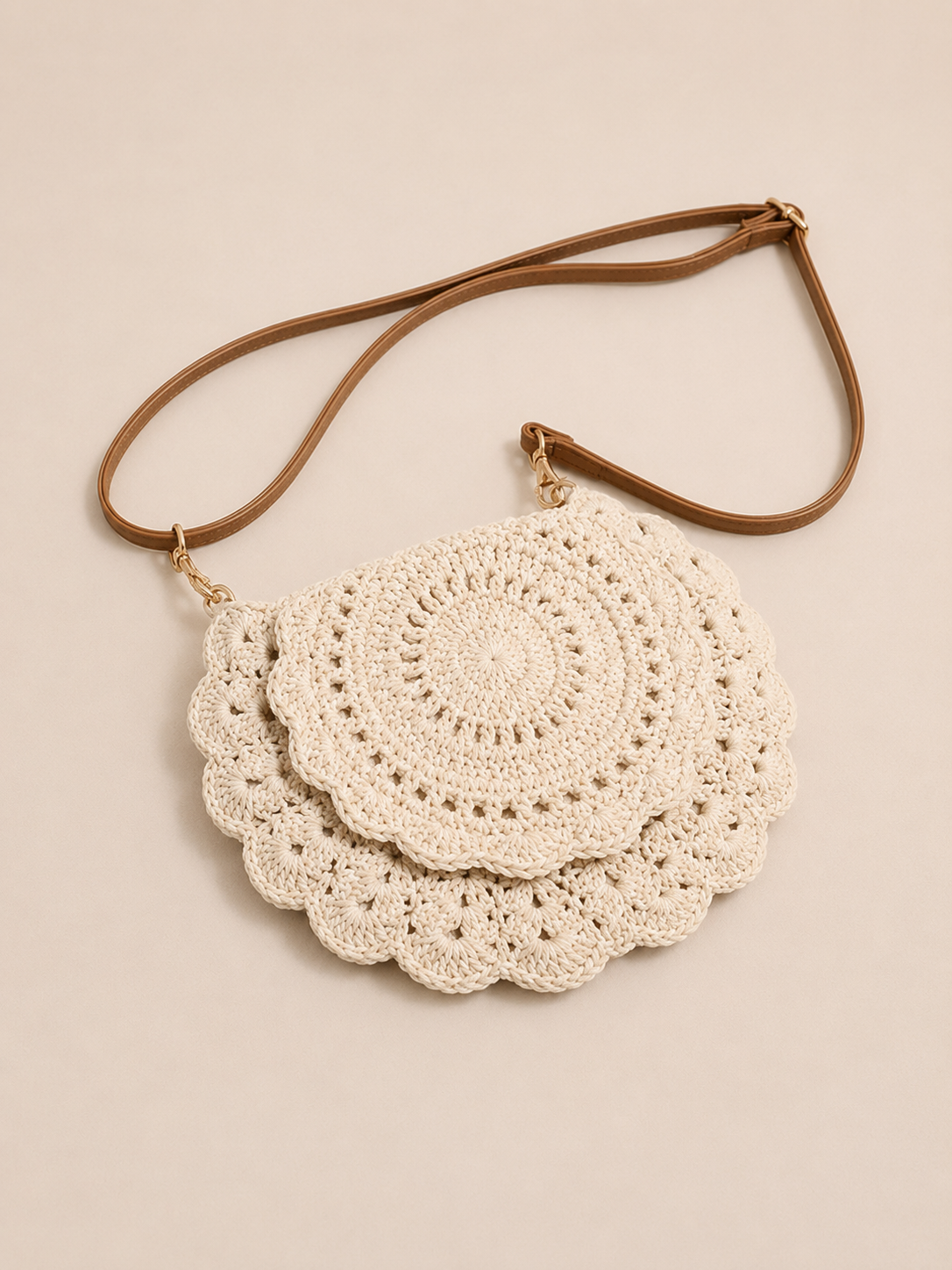 Bohemian Scalloped Round Crossbody Bag