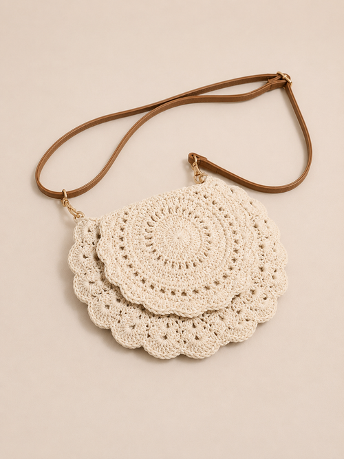 Bohemian Scalloped Round Crossbody Bag