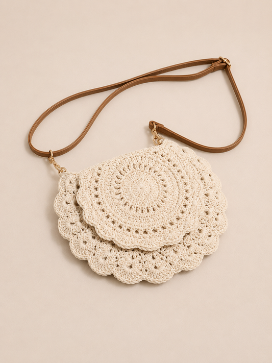 Bohemian Scalloped Round Crossbody Bag