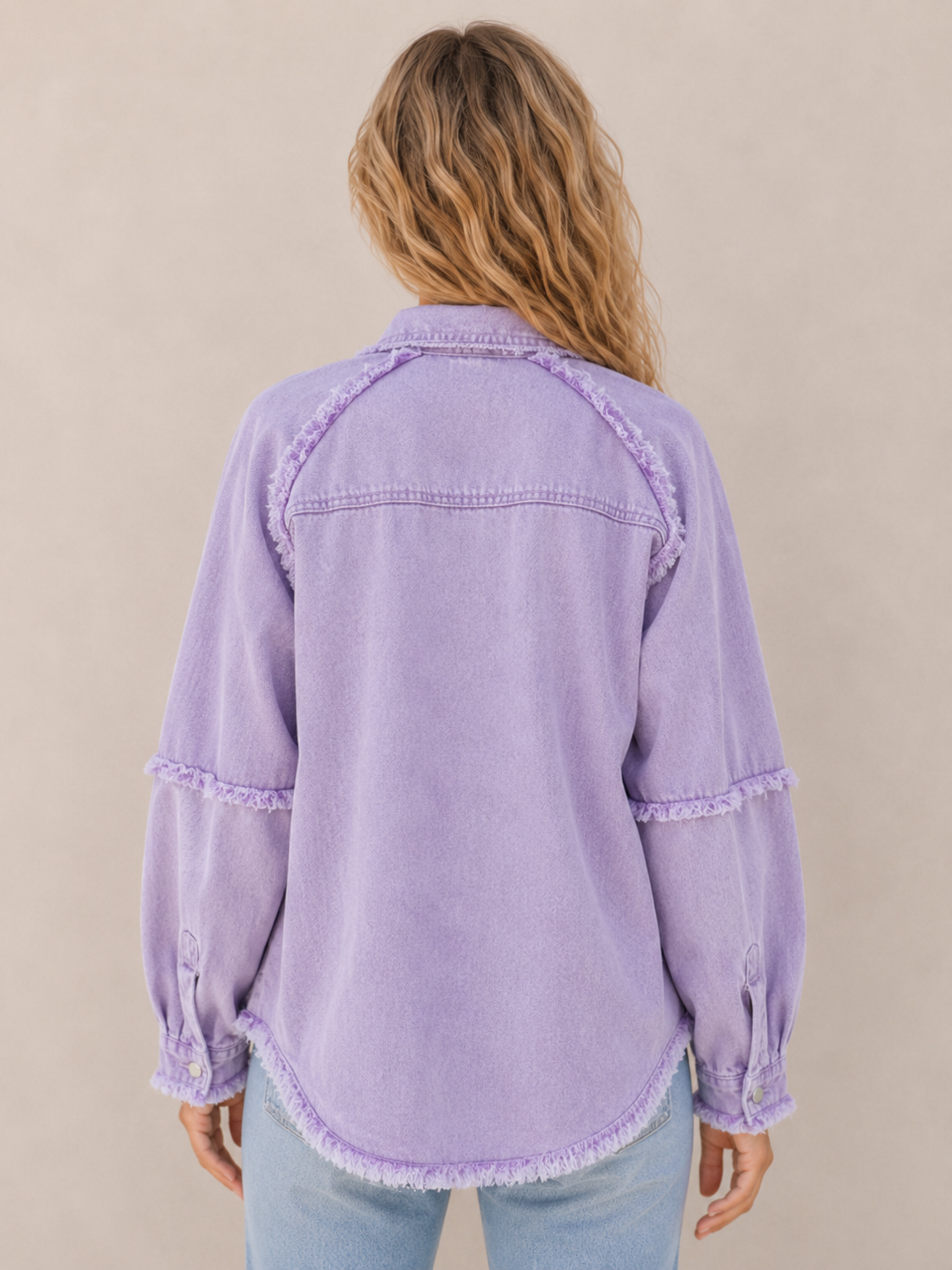 Relaxed Raw Edge Oversized Shacket