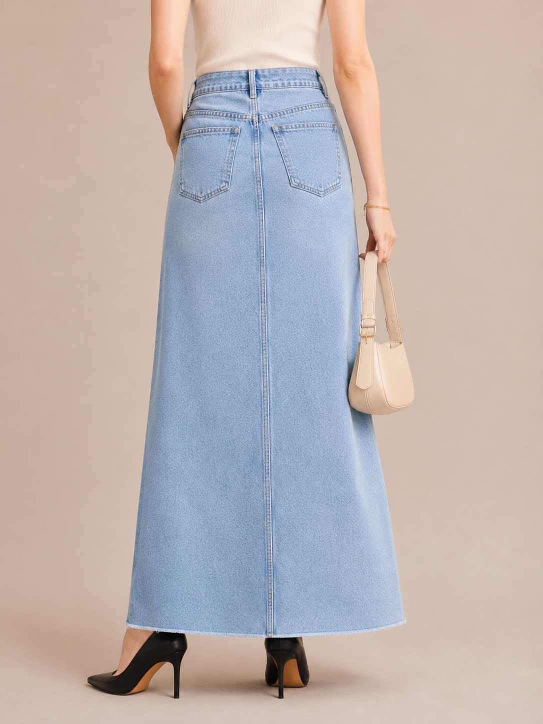 Relaxed High-Waist A-Line Maxi Skirt