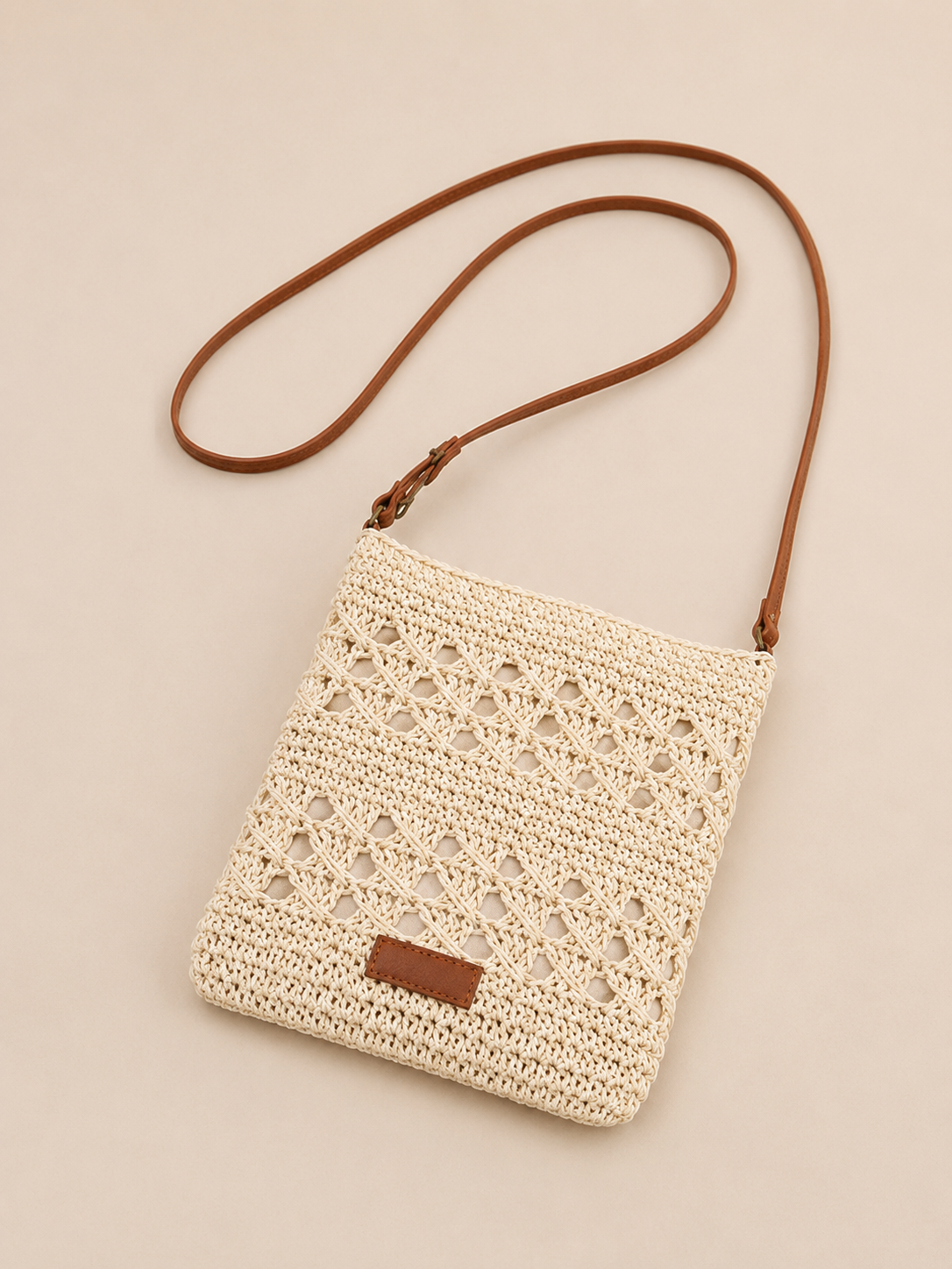 Breezy Openwork Structured Crossbody Bag