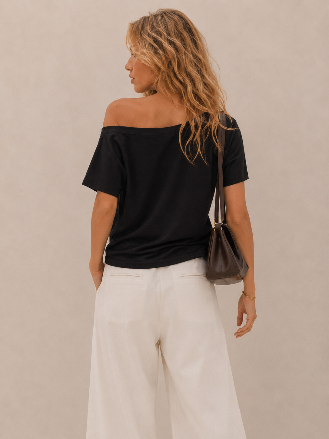 Relaxed One-Shoulder Loose-Fit T-Shirt