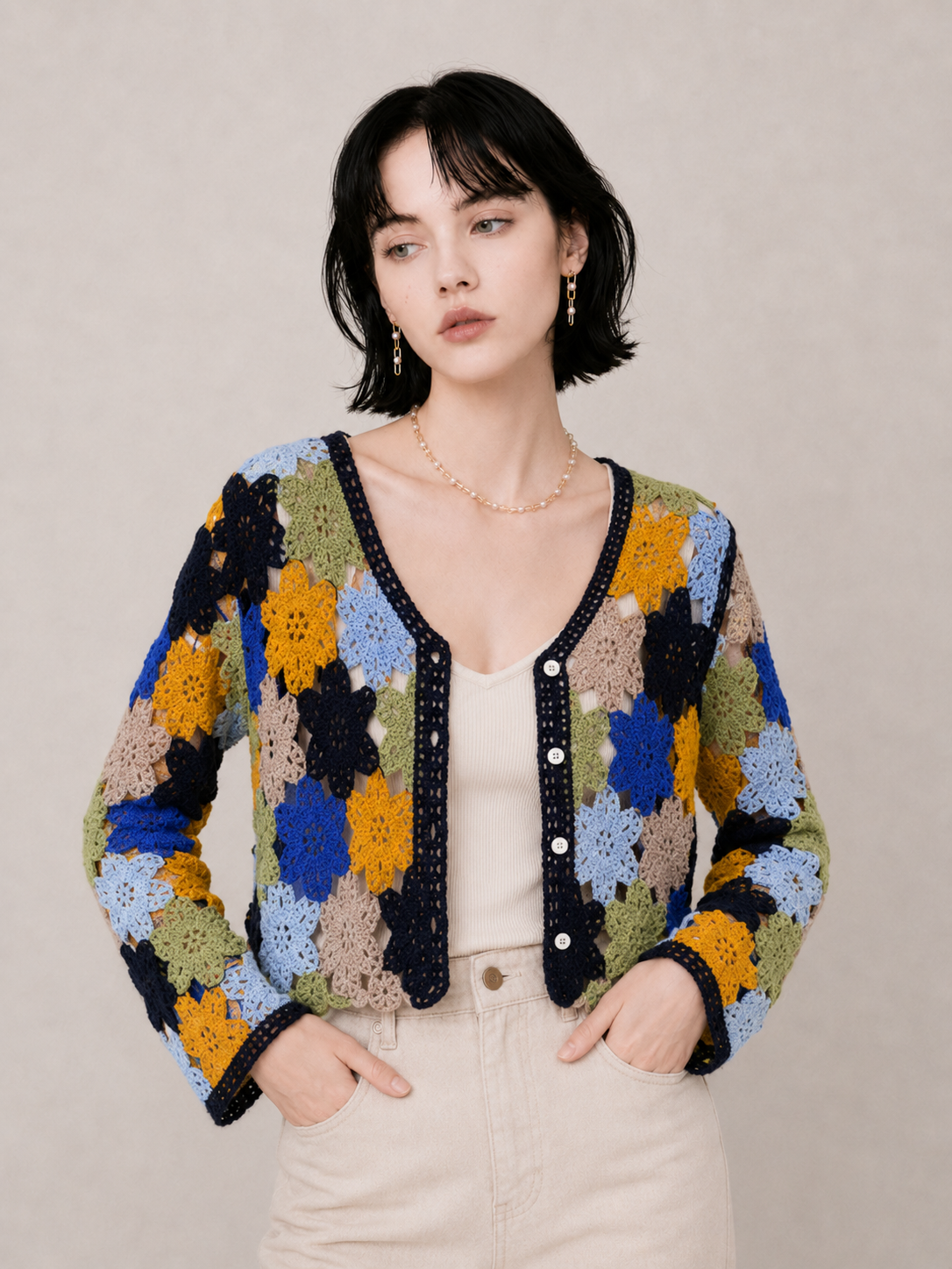 Bohemian Floral Crochet Relaxed Top