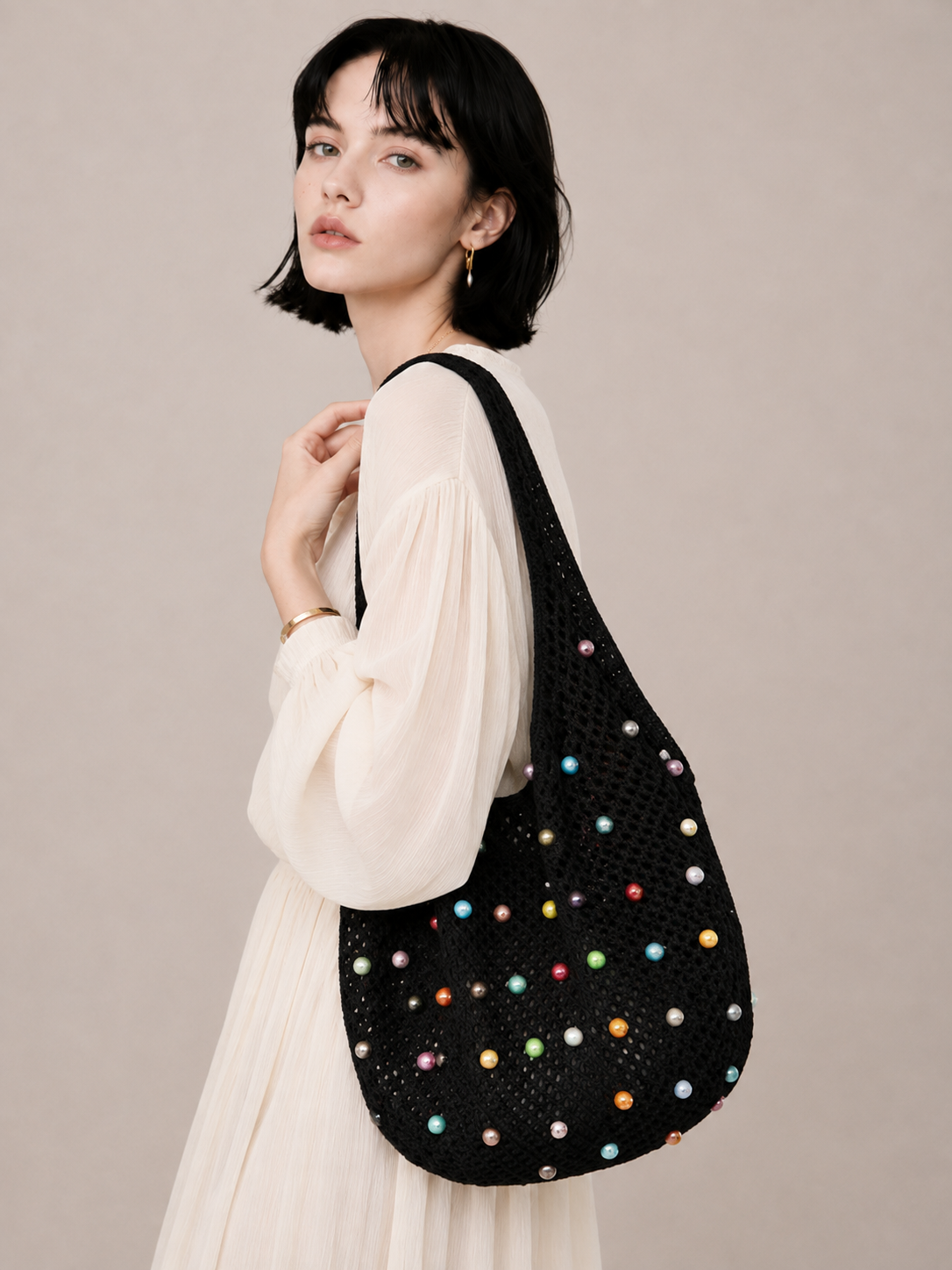 Beaded Crochet Shoulder Bag