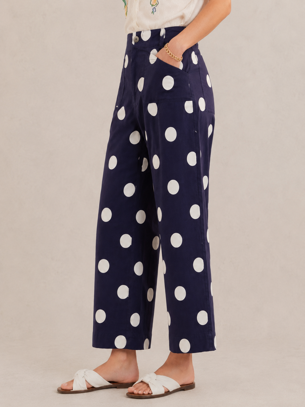 Trendy Polka Dot Print High Waist Women Pants