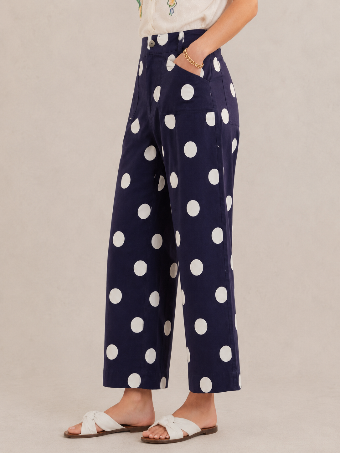 Trendy Polka Dot Print High Waist Women Pants