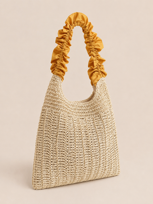 Minimalist Ruffle Strap Capacity Shoulder Bag