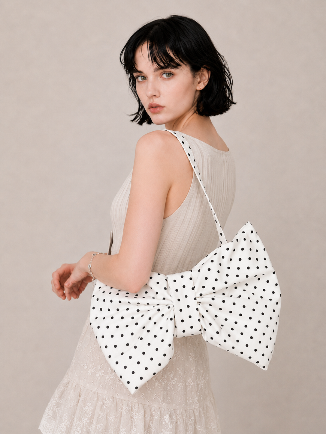 Chic Bow Detail Slouchy Shoulder Bag