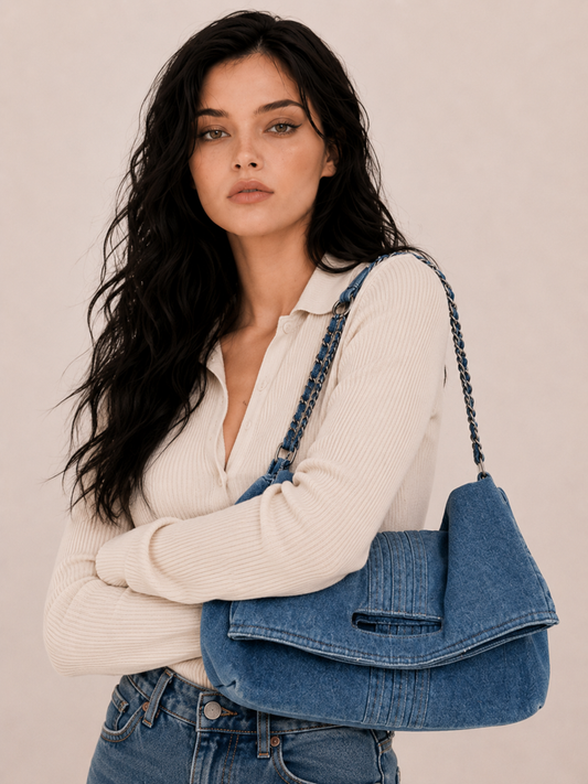 Vintage Chain-Strap Slouchy Shoulder Bag