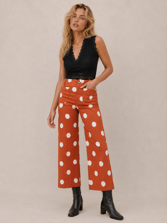Trendy Polka Dot Print High Waist Women Pants
