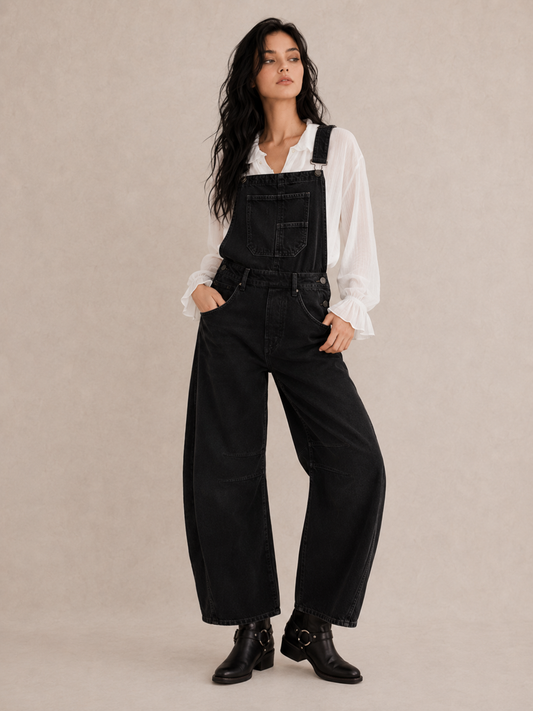 Women's Casual Denim Overalls with Utility Pockets