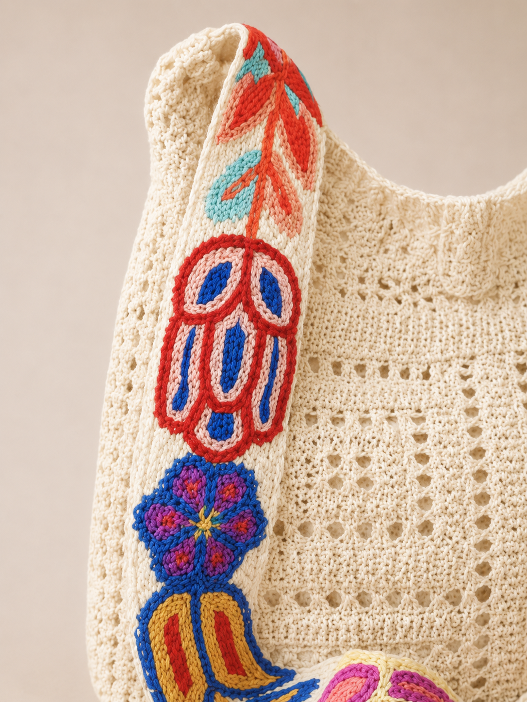Crochet Floral Shoulder Bag