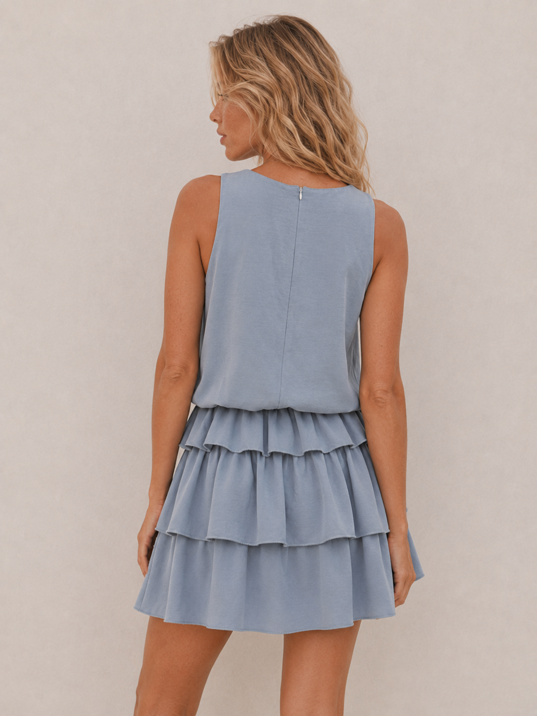 Sweet Tiered-Ruffle Flowy Mini Dress